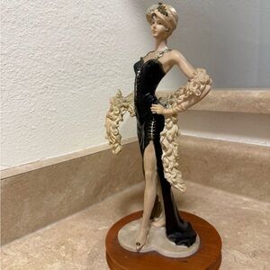 Elegant Black & Cream Art Deco Lady Figurine - Home Accents